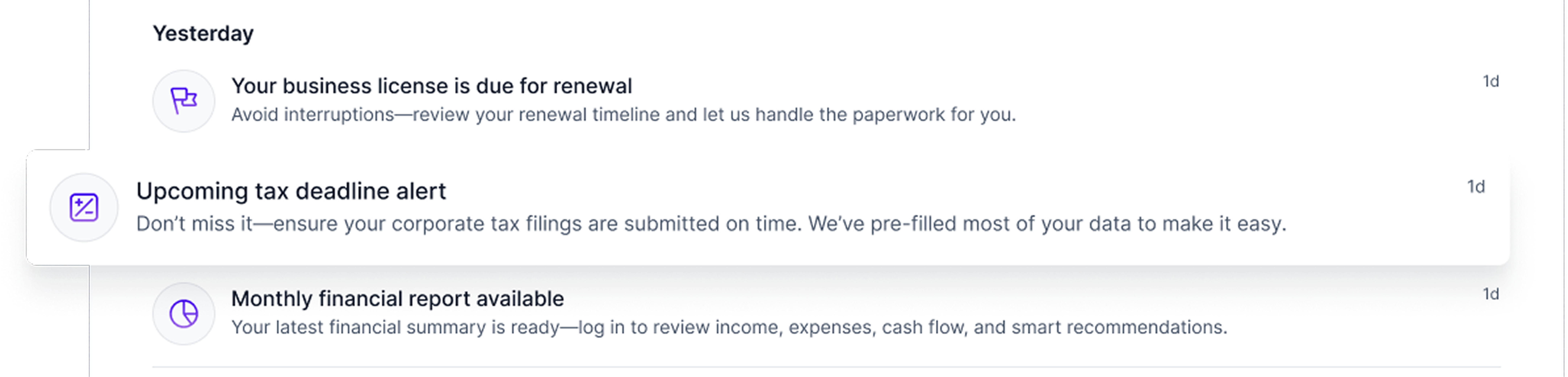 Alerts for deadlines