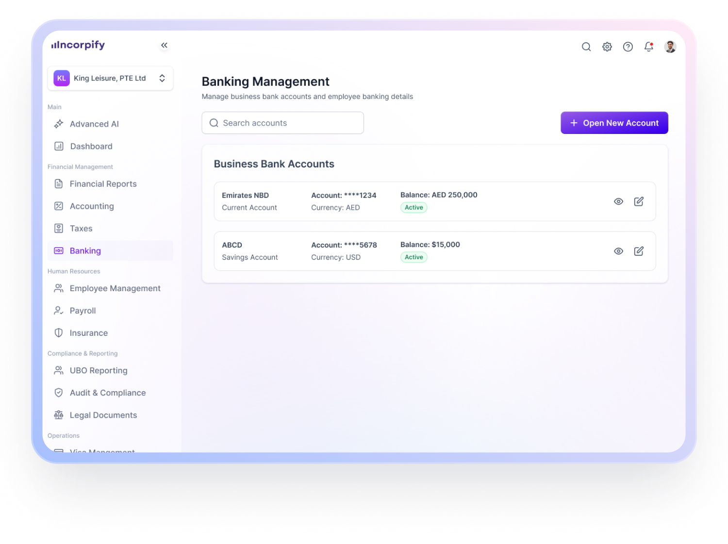 Open business bank accounts faster with Incorpify